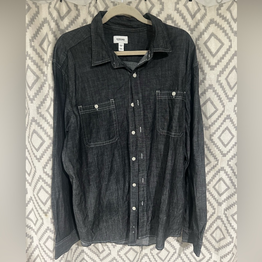 SONOMA Mens long sleeve button up shirt size xxl Black
